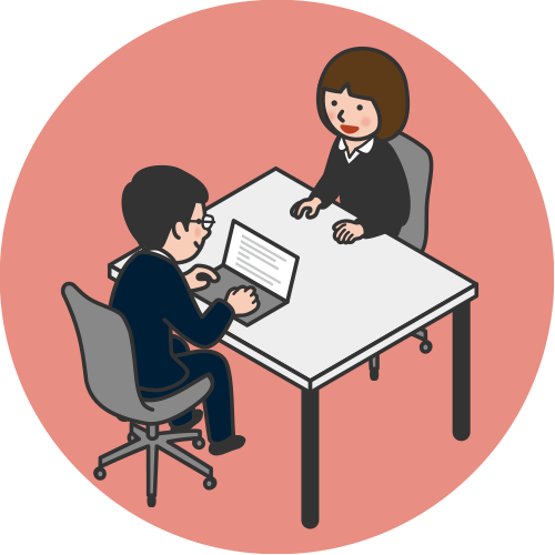 キャリアコンサルタントとの面談を行う女性社員